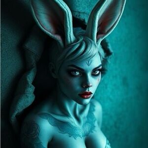 Mystical Blue Rabbit Art Print